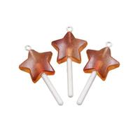 MHADBKH 3 ciondoli rotondi a forma di stella a forma di lecca-lecca con rivestimento in resina resistente, per l'uso quotidiano casual, Love, Resina, Nessuna pietra preziosa