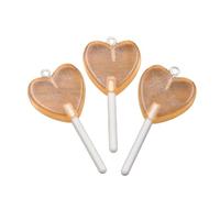 MHADBKH 3 ciondoli rotondi a forma di stella a forma di lecca-lecca con rivestimento in resina resistente, per l'uso quotidiano casual, Love, Resina, Nessuna pietra preziosa