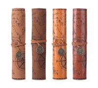 MHADBKH 4x Borse A Matita Borsa Cartoleria In Pelle Custodia A Matita Capacità Mappa Mata Tesoro Per Le Forniture Per Scuola