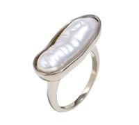 MHADBKH Anelli pratici gioielli da dito eleganti strisce lunghe perle anelli in acciaio inox texture adatto per le donne presente in acciaio inossidabile, A, come descritto, come descritto