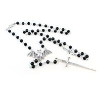 MHADBKH Ankh Croce Bat Collana Goth Lungo Rosario Perline Collana Gioielli di Halloween Y2k Punk Maglione Catena Lunga Rosario Perline Ciondolo Religioso Unisex Goth Gioielli Croce, Misura unica, come