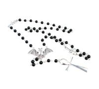 MHADBKH Ankh Croce Bat Collana Goth Lungo Rosario Perline Collana Gioielli di Halloween Y2k Punk Maglione Catena Lunga Rosario Perline Ciondolo Religioso Unisex Goth Gioielli Croce, Misura unica, come