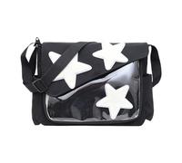MHADBKH Borsa con Star Pattern Moda Spalla Studente Libro Coreano Crossbody Casual Nylon Messenger Donne Nylon Crossbody Stella Spalla coreana Messenger, Nero , Medium