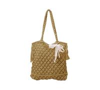 MHADBKH Borsa da donna retrò per ascelle alla moda in tessuto a spalla cava per vacanze al mare per viaggi vacanze borsa da donna, Ciondolo Nastro Kaki