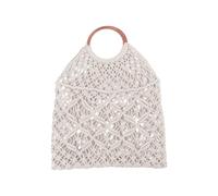 MHADBKH Borsa da spiaggia di grande capacità borsa da viaggio in corda di cotone borsa alla moda intrecciata a mano per tutti i giorni per donne borsa da spiaggia, bianco