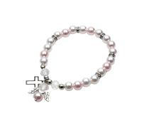 MHADBKH Braccialetto cattolico elasticizzato, elegante gioiello da polso unico, braccialetto religioso, regalo per donne e ragazze, perle d'imitazione, Nessuna pietra preziosa