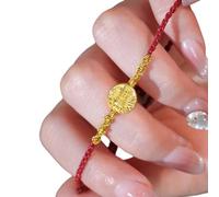MHADBKH Braccialetto di perline di giada imitazione buona fortuna ricchezza catena a mano per le donne alla moda intrecciato rosso cordino da polso gioielli, 2Five way God of Wea, Lega, Nessuna pietra