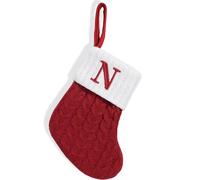 MHADBKH Calze di Natale con iniziali piccole lettere ricamate a maglia decorazioni per camini dell'albero delle vacanze familiari