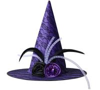 MHADBKH Cappello da strega unico con fiore decorato per gli appassionati di moda, adatto per costume di Halloween, cosplay, feste di Halloween