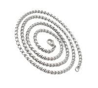 MHADBKH Collana a catena con perle quadrate hip hop per uomo moderna robusta in acciaio inossidabile gioielli alla moda catena accessorio, 55cm, Acciaio al titanio, Nessuna pietra preziosa