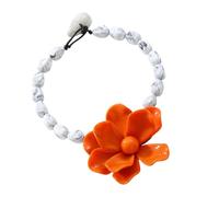 MHADBKH Collana con perline in resina, grande ciondolo a forma di fiore colorato, lunghezza regolabile, catena per clavicola da donna, Resina, Nessuna pietra preziosa