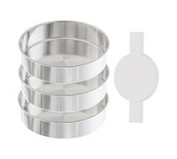 MHADBKH Confezione da 3 teglie rotonde in acciaio antiruggine da 20,3 cm, con 100 pretagli, in carta pergamena, pratica teglia antiaderente per una perfetta posa