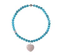 MHADBKH Elegante collana con perline a forma di cuore blu con occhio di gatto che simboleggia amore e tenerezza per donne alla moda abbigliamento casual collana alla moda dichiarazione, Misura unica