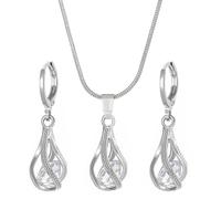 MHADBKH Eleganti orecchini con zirconia cubica, collana con cristalli e zirconi, set di gioielli per tutti i giorni, collana vintage, Misura unica, come descritto, come descritto