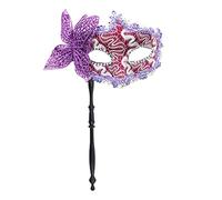 MHADBKH Farfalla da donna in maschera per festa di Halloween con bastone da tenere mezzo viso Mardi Gras Masquerade con bastone da tenere per festa di Halloween farfalla