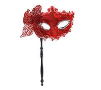 MHADBKH Farfalla da donna in maschera per festa di Halloween con bastone da tenere mezzo viso Mardi Gras Masquerade con bastone da tenere per festa di Halloween farfalla