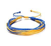 MHADBKH Giallo Blu Corda Da Polso A Mano Intrecciato Blu E Giallo Corda Braccialetti Bandiera Gioielli Unisex Tessuti Braccialetti Per Le Donne, Misura unica, come descritto
