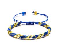 MHADBKH Giallo Blu Corda Da Polso A Mano Intrecciato Blu E Giallo Corda Braccialetti Bandiera Gioielli Unisex Tessuti Braccialetti Per Le Donne, Misura unica, come descritto