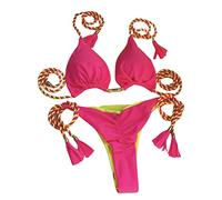 MHADBKH Halter Side String Set Costume da bagno Cheeky-Swimwear Due Pezzi Costume da bagno Triangolo Bikini Set Beachwear Tie Stringa Top/Pantaloni Cravatta
