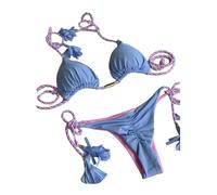 MHADBKH Halter Side String Set Costume da bagno Cheeky-Swimwear Due Pezzi Costume da bagno Triangolo Bikini Set Beachwear Tie Stringa Top/Pantaloni Cravatta