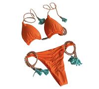 MHADBKH Halter Side String Set Costume da bagno Cheeky-Swimwear Due Pezzi Costume da bagno Triangolo Bikini Set Beachwear Tie Stringa Top/Pantaloni Cravatta