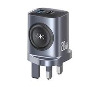 MHADBKH Ricarica magnetica 3 in 1 da parete, PD20W, design compatto, ricarica rapida per dispositivi elettronici intelligenti, spine britanniche, caricabatterie per orologi