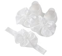 MHADBKH Set di 2 calzini da pavimento per neonati con papillon e fascia per capelli, neutri, per neonati da 0 a 1 anno, fascia per capelli con fiocco