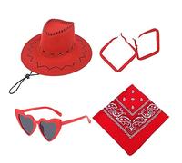 MHADBKH Set di cappello da cowboy occidentale + fazzoletto + orecchini per night club per spettacoli teatrali scenici oggetti di scena