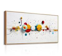 MHARTK66 Quadri Moderni Soggiorno Con Cornice Legno, Quadro Camera da Letto Su Tela Grandi, 73x146 cm XXL Stampe da Parete Punti Astratti Colorati, Decorazioni Parete Bagno Ufficio Sala Da Pranzo