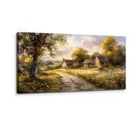 MHARTK66 Quadri Moderni Soggiorno Grandi, 50x100 cm Stampe da Parete Baita Autunnale Nel Bosco, Paesaggio Quadro Camera da Letto Su Tela Decorazioni Parete Bagno Cucina Ufficio Sala Da Pranzo