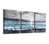 MHARTK66 Quadri Moderni Uccelli Della Spiaggia All'alba, Quadro Su Tela Grigio Blu Mare Oceano Quadro Moderno Soggiorno Camera da Letto Sala Da Pranzo Bagno Cucina e Ufficio