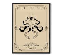 MHARTK66 Quadri Soggiorno Con Cornice Nero, 30x40 cm Stampe da Parete Gemelli Tarocchi, Accademia Oscura Quadro Camera da Letto Su Tela, Gotica Decorazioni Parete Desktop Arte Bagno Sala Da Pranzo