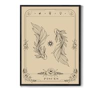 MHARTK66 Quadri Soggiorno Con Cornice Nero, 30x40 cm Stampe da Parete Pesci Tarocchi, Accademia Oscura Quadro Camera da Letto Su Tela, Gotica Decorazioni Parete Desktop Arte Bagno Sala Da Pranzo