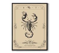 MHARTK66 Quadri Soggiorno Con Cornice Nero, 30x40 cm Stampe da Parete Scorpione Tarocchi, Accademia Oscura Quadro Camera da Letto Su Tela, Gotica Decorazioni Parete Desktop Arte Bagno Sala Da Pranzo