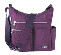 MHCNLL Borsa a tracolla con tasca antifurto RFID, borsa leggera da donna resistente all'acqua, Viola, 11.5" x 4.8" x 12"