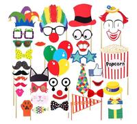 MHDAMAI Divertente Partito Photo Booth Puntelli 36pcs Fai da Te Kit Red Nose Circo Clown Cosplay Fotografia Prop per Carnival Party, Matrimonio, Compleanno e Festa di Laurea