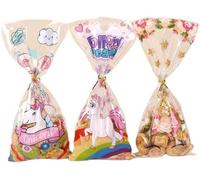 MHDAMAI Sacchetti in Cellophane Unicorno Sacchetti di Regalo 50 Pezzi Sacchetto Porta Caramelle Biscotto Sacchetti Borsa di Regalo per Natale Festa Partito Nozze Pasqua Feste di Compleanno