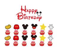 MHDAMAI Topper per Torte,Topolino Cake Topper 13 Pezzi Stuzzicadenti Bandiera per Bambina Ragazzo Bambini Compleanno Tema Party Regalo Torta Decorazioni