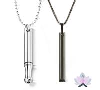 MHDUYEG Anapana Breathing Necklace Collana Hoki Senza Fumo Contro l'Ansia 2pcs Collana Höki Contro per la Meditazione, il Rilassamento, la Calma, il Rallentamento del Respiro (Acciaio, Grigio)