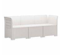 Mhdvray Divano da giardino a 3 posti, effetto rattan, PP, bianco, modulare | Set di mobili in plastica resistente alle intemperie per balcone, terrazza e giardino d'inverno, con elementi flessibili e