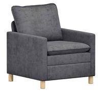 Mhdvray Poltrona grigio scuro 76 x 81 x 87,5 cm poltrona imbottita | Comoda seduta singola con doppia imbottitura, braccioli regolabili e gambe marroni per soggiorno o ufficio.