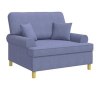 Mhdvray Poltrona imbottita XXL con 2 cuscini, in tessuto, colore blu jeans | Comoda poltrona relax con seduta bassa, robusta struttura in metallo e legno e rivestimento facile da pulire per soggiorno o
