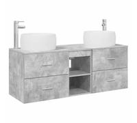 Mhdvray Set di 3 mobili da bagno sospesi a parete, grigio cemento, 49,5 x | Set di 3 mobili da bagno da parete in grigio cemento per il bagno o il bagno degli ospiti con 4 cassetti e scomparto.