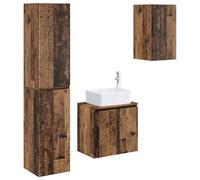 Mhdvray Set di mobili da bagno, 3 pezzi, montaggio a parete, in legno | Set di mobili da bagno salvaspazio con 3 armadi per montaggio a parete, porte flessibili e trapano per rubinetti.