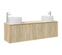 Mhdvray Set di mobili da bagno, 3 pezzi, montaggio a parete, in rovere | Combinazione di tre pezzi in legno per il bagno con foro flessibile per rubinetti personalizzati.