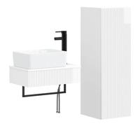 Mhdvray Set di mobili da bagno da 2 pezzi, montaggio a parete, bianco | I mobili da bagno da parete in legno creano più spazio nel bagno e offrono spazio flessibile e adattabile.