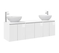 Mhdvray Set di mobili da bagno da 3 pezzi, bianco lucido, montaggio a | Set di armadietti pensili flessibili in legno per il bagno con molto spazio e montaggio a foratura selezionabile