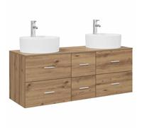 Mhdvray Set di mobili da bagno da 3 pezzi, mobile sottolavabo in rovere | Set di 3 armadietti pensili in legno effetto quercia con 6 cassetti per un sacco di spazio in bagno.