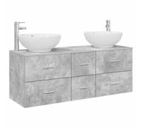 Mhdvray Set di mobili da bagno da 3 pezzi, mobiletto sottolavabo, grigio | Mobile sottolavabo da parete per bagno compatto con 6 cassetti e pratici stencil per trapano.