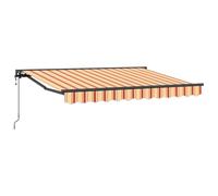 Mhdvray Tenda da sole elettrica con braccio articolato, 3,5 x 2 m, con telecomando, retrattile a mezza cassetta, con manovella, per terrazza, balcone e giardino, a righe, giallo, arancione, bianco